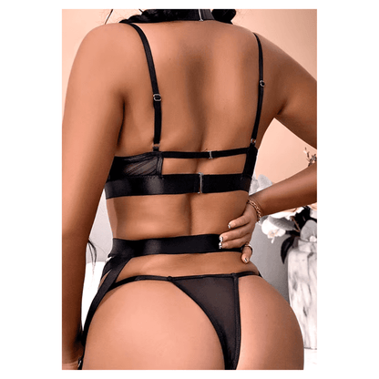 Body de encaje con Portaligas y corset Animal print