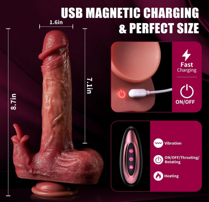 Dildo vibrador y telescópico hiperrealista