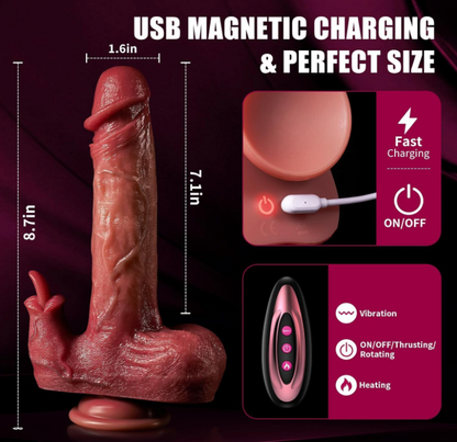 Dildo vibrador y telescópico hiperrealista