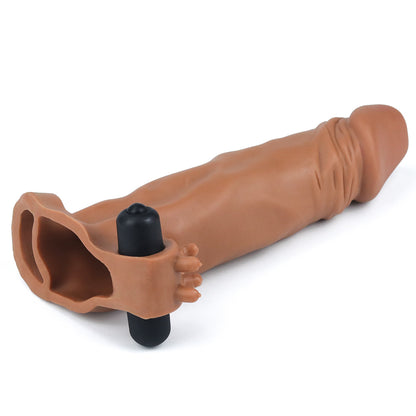Funda para el pene con anillo y vibrador